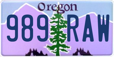 OR license plate 989RAW