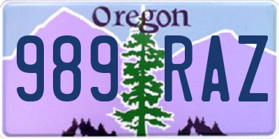 OR license plate 989RAZ