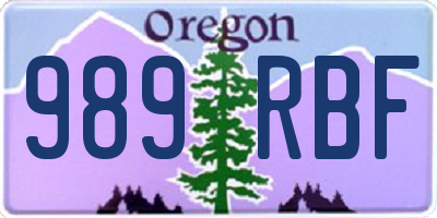 OR license plate 989RBF