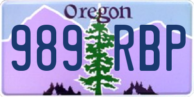 OR license plate 989RBP