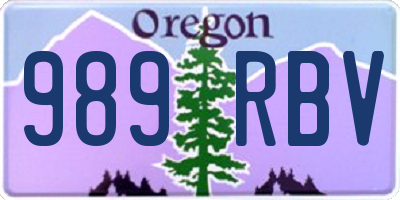 OR license plate 989RBV