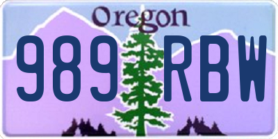 OR license plate 989RBW
