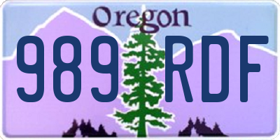 OR license plate 989RDF