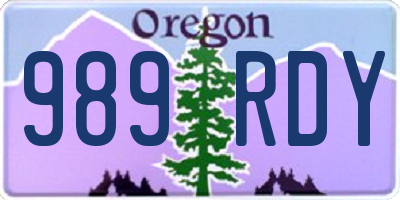 OR license plate 989RDY