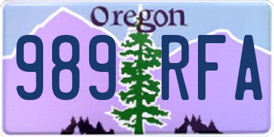 OR license plate 989RFA