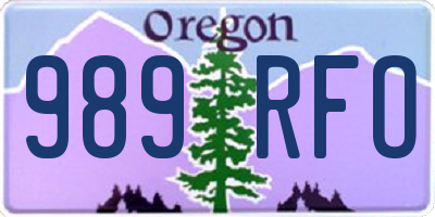 OR license plate 989RFO