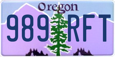 OR license plate 989RFT
