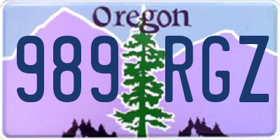 OR license plate 989RGZ