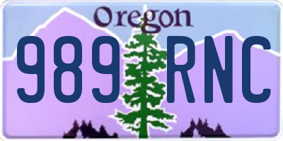 OR license plate 989RNC