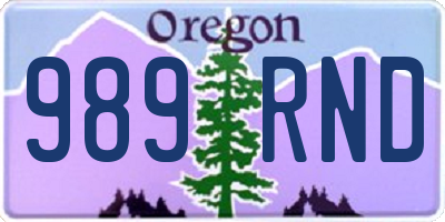 OR license plate 989RND