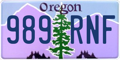 OR license plate 989RNF