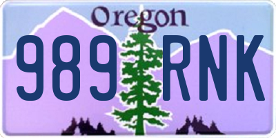 OR license plate 989RNK