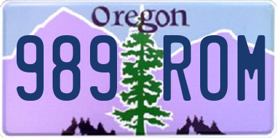OR license plate 989ROM