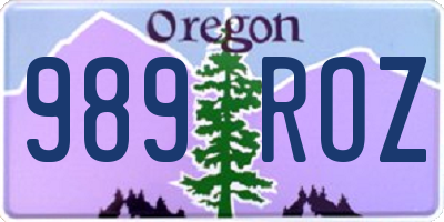 OR license plate 989ROZ