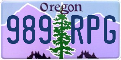 OR license plate 989RPG