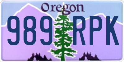 OR license plate 989RPK