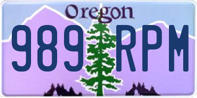 OR license plate 989RPM