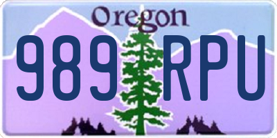 OR license plate 989RPU