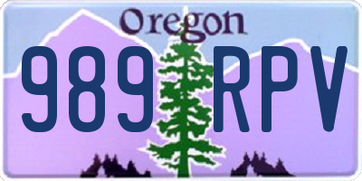 OR license plate 989RPV