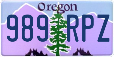 OR license plate 989RPZ
