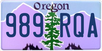OR license plate 989RQA