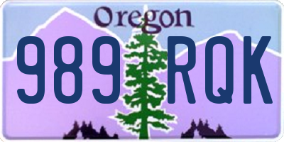 OR license plate 989RQK