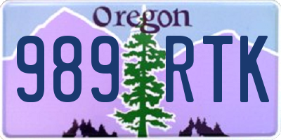 OR license plate 989RTK