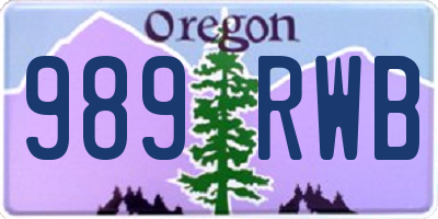 OR license plate 989RWB