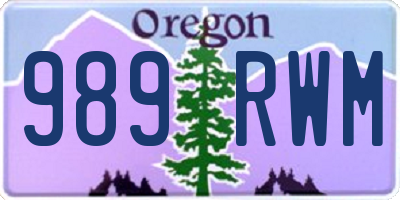 OR license plate 989RWM