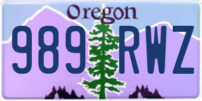 OR license plate 989RWZ