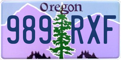 OR license plate 989RXF