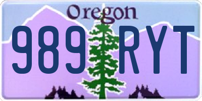 OR license plate 989RYT