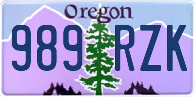 OR license plate 989RZK