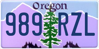 OR license plate 989RZL