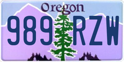 OR license plate 989RZW