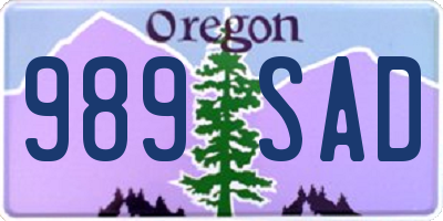 OR license plate 989SAD