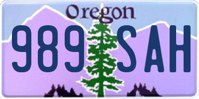 OR license plate 989SAH