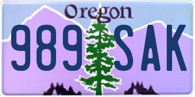 OR license plate 989SAK