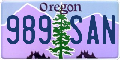 OR license plate 989SAN