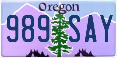 OR license plate 989SAY
