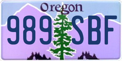 OR license plate 989SBF