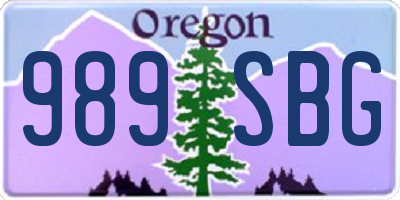OR license plate 989SBG