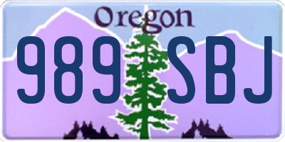 OR license plate 989SBJ