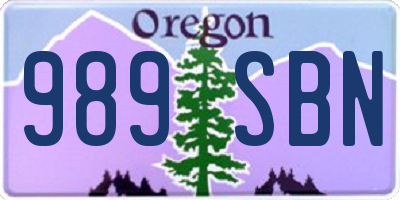 OR license plate 989SBN