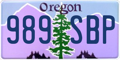 OR license plate 989SBP