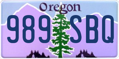 OR license plate 989SBQ