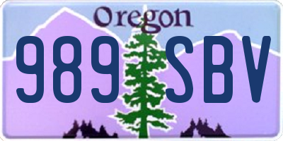 OR license plate 989SBV