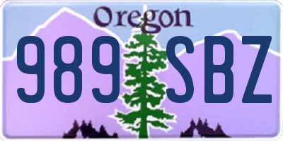 OR license plate 989SBZ
