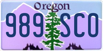 OR license plate 989SCO