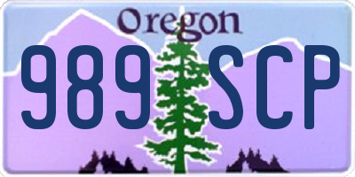 OR license plate 989SCP
